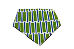 Load image into Gallery viewer, Blue and Green Geometric Reversible Dog Bandana
