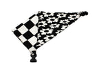 Load image into Gallery viewer, Black White Flower with Checkerboard Reversible Dog Bandana

