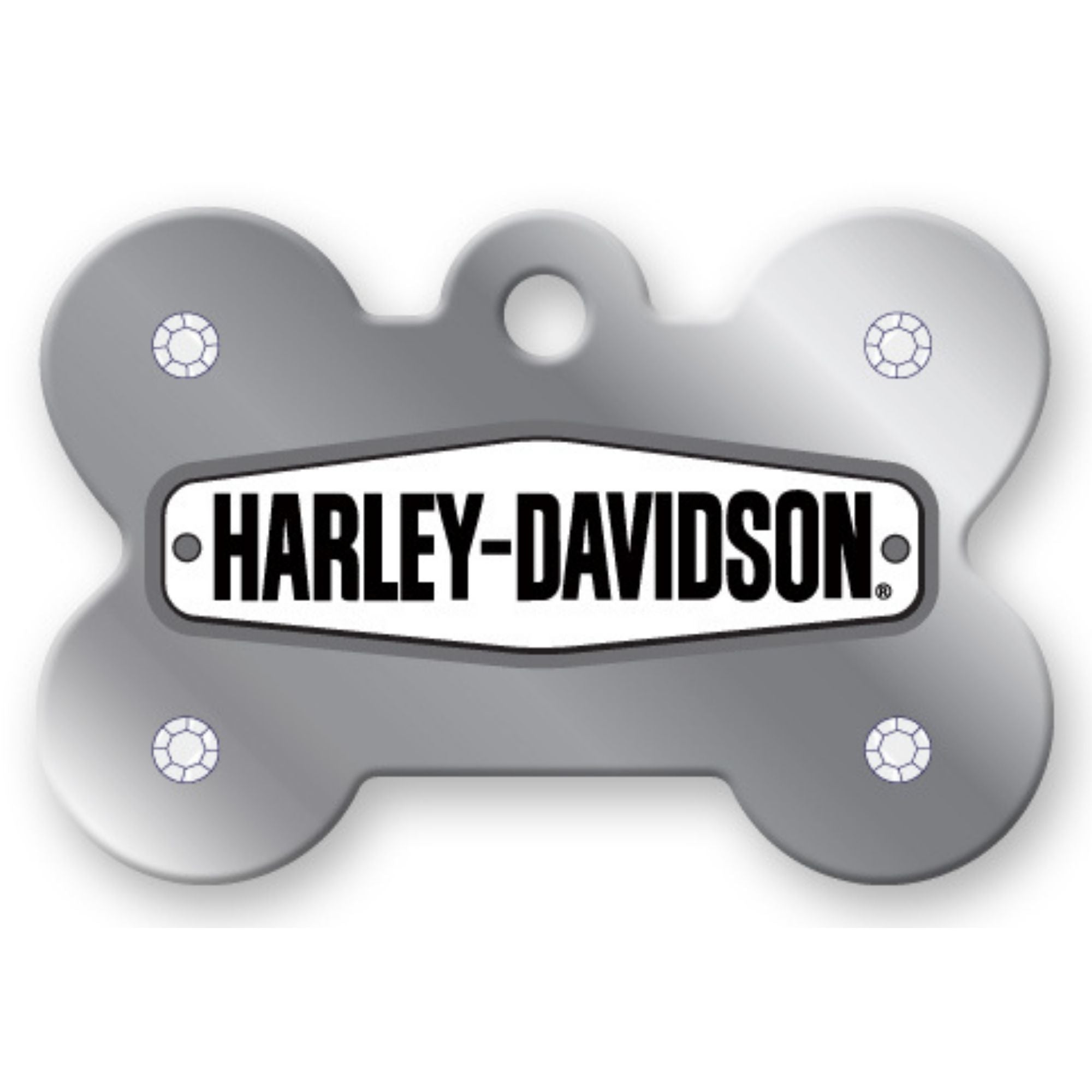 Harley-Davidson Chrome Stones Diva Pet ID Tag - Large Bone