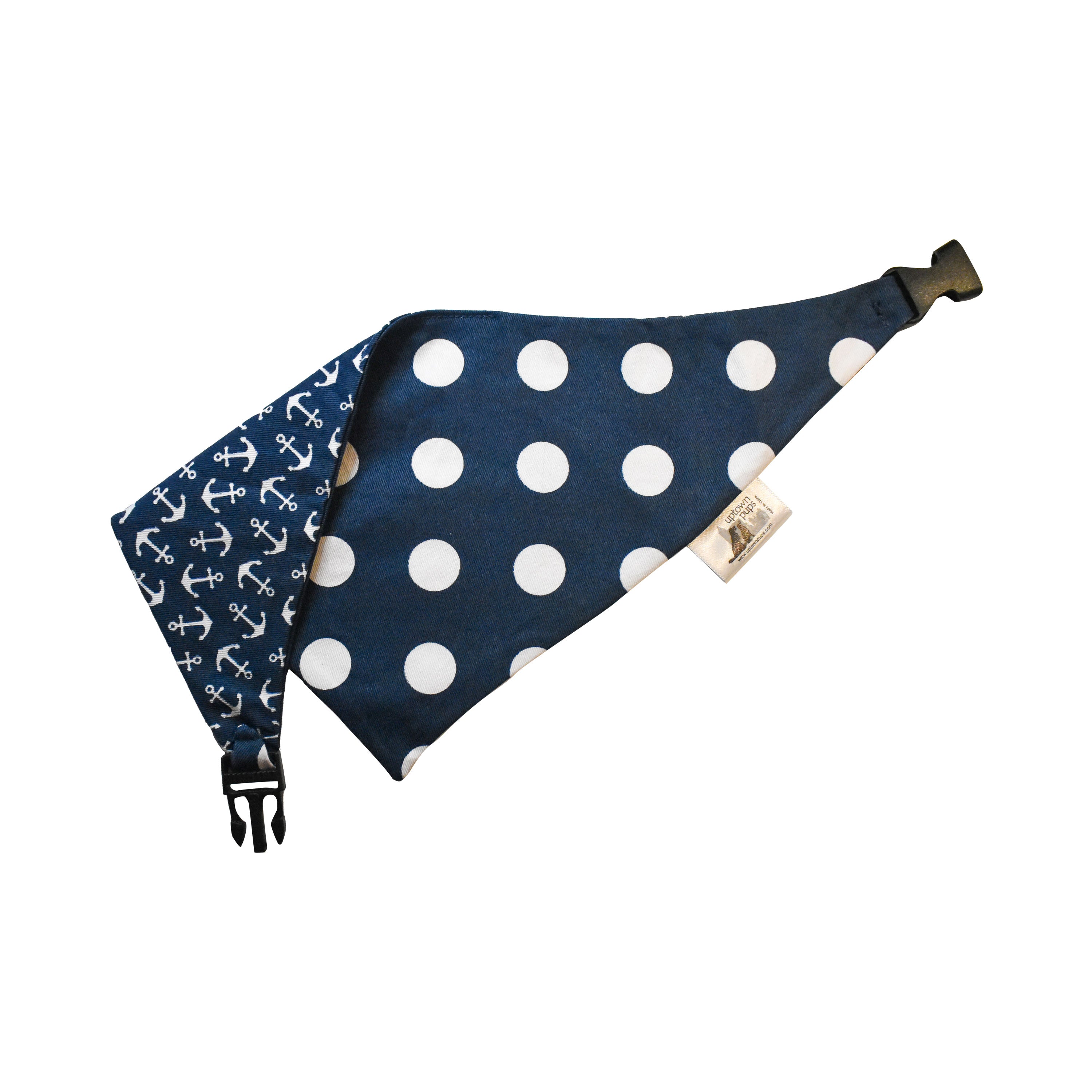 Navy Anchors Reversible Dog Bandana