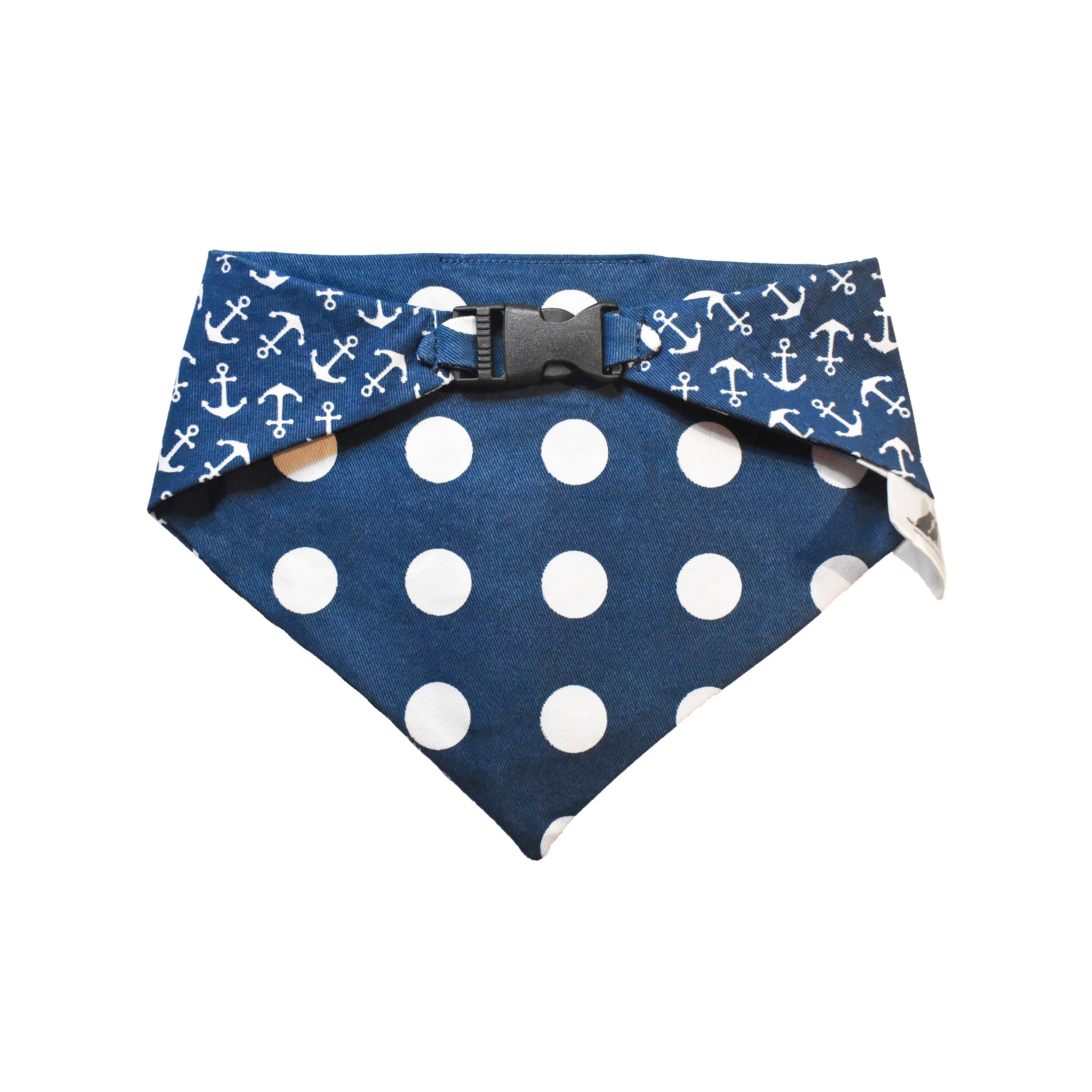 Navy Anchors Reversible Dog Bandana