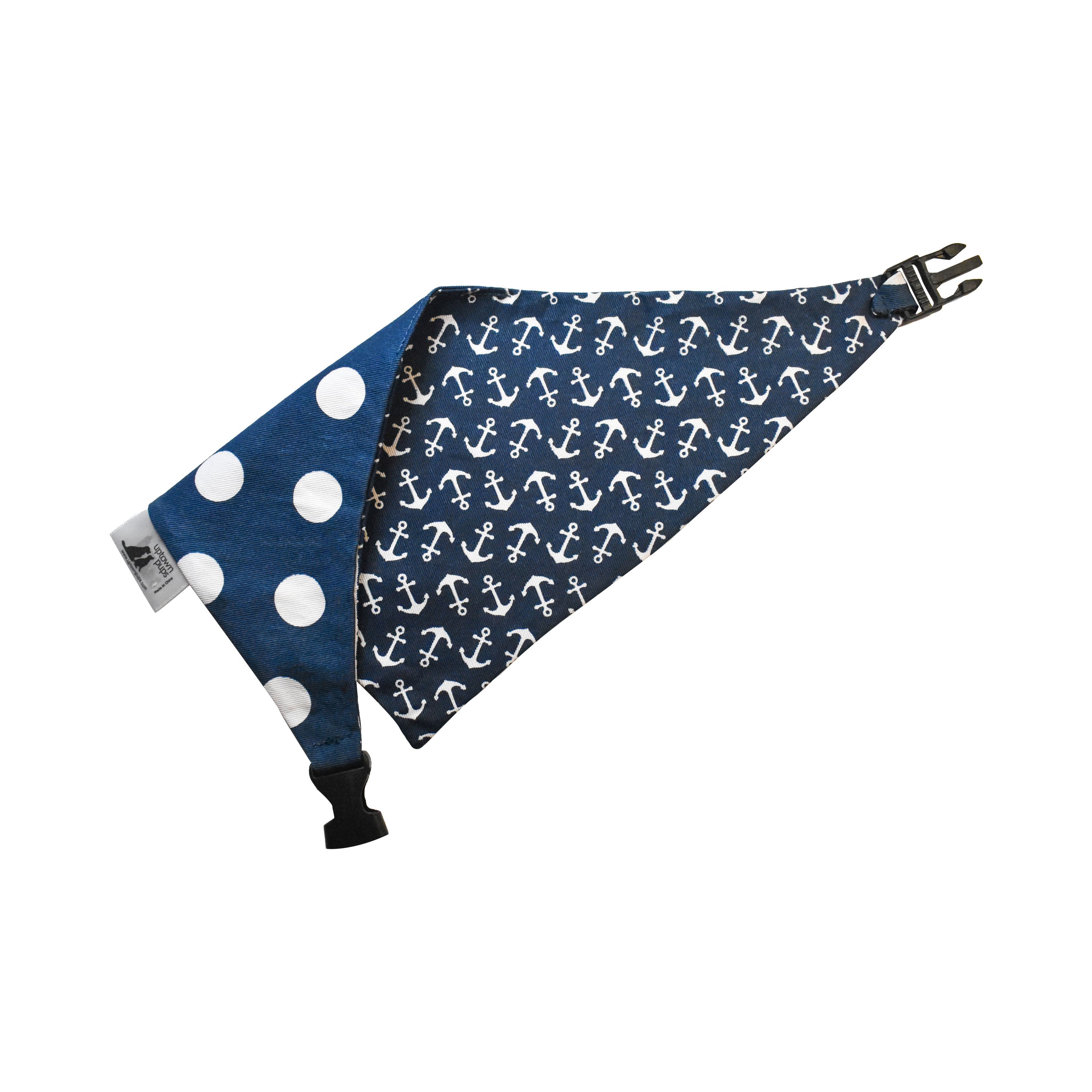 Navy Anchors Reversible Dog Bandana