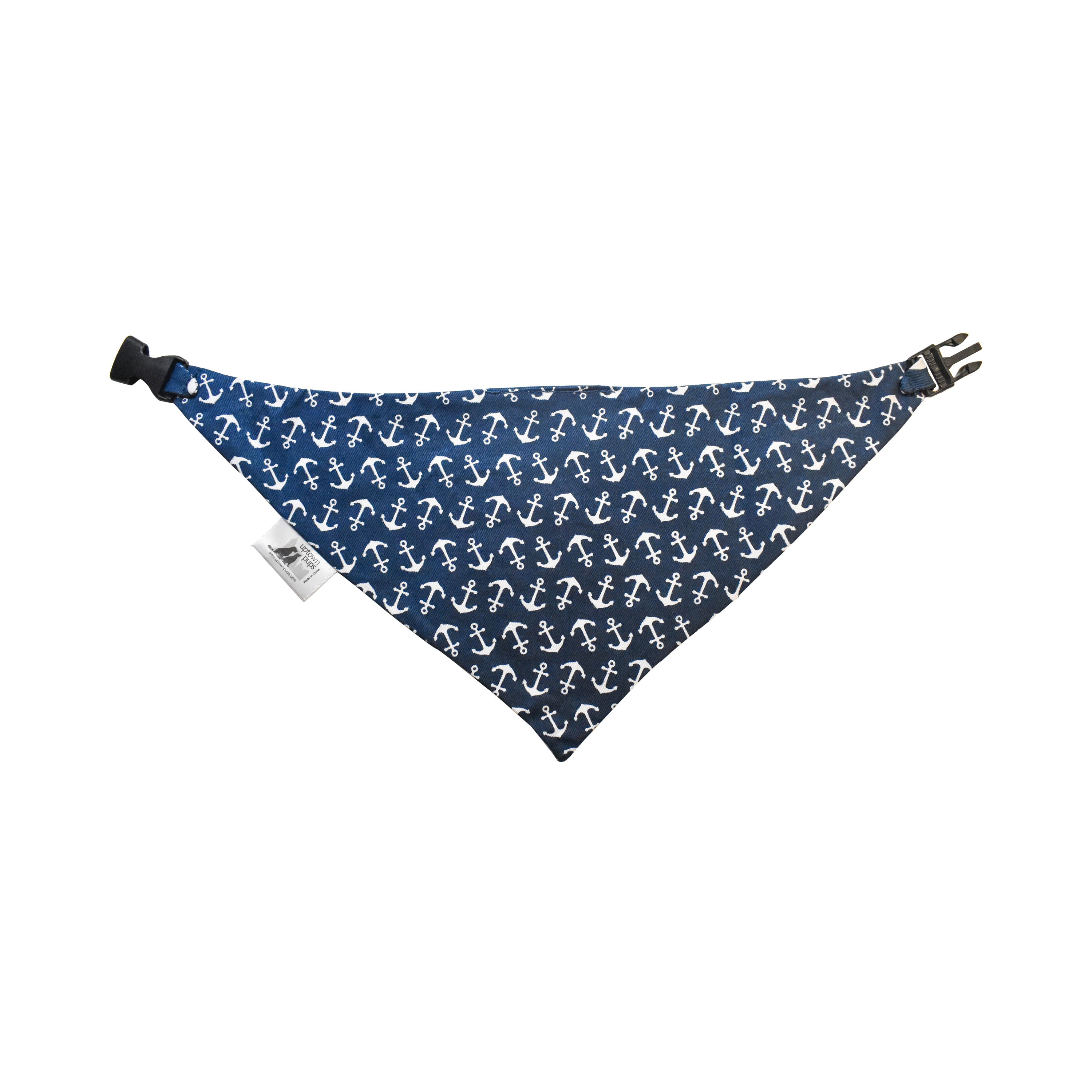 Navy Anchors Reversible Dog Bandana