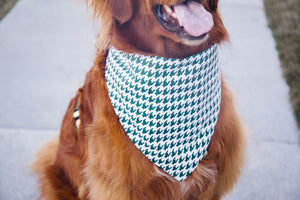 Dark Green Houndstooth Reversible Dog Bandana