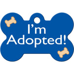 Load image into Gallery viewer, I&#39;m Adopted Blue Pet ID Tag - Large Bone
