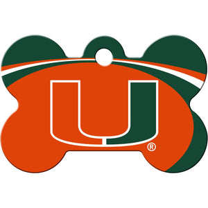 Miami Hurricanes NCAA Pet ID Tag - Large Bone