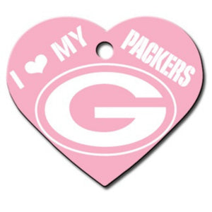 Green Bay Packers NFL Pet ID Tag - Large Heart