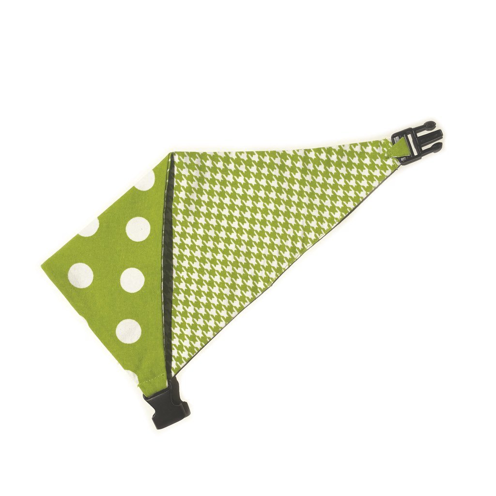 Uptown Pups Reversible Bandana - Lime Green Houndstooth - Uptown Pups