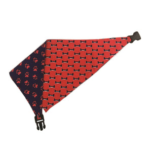 Blue & Red Reversible Dog Bandana