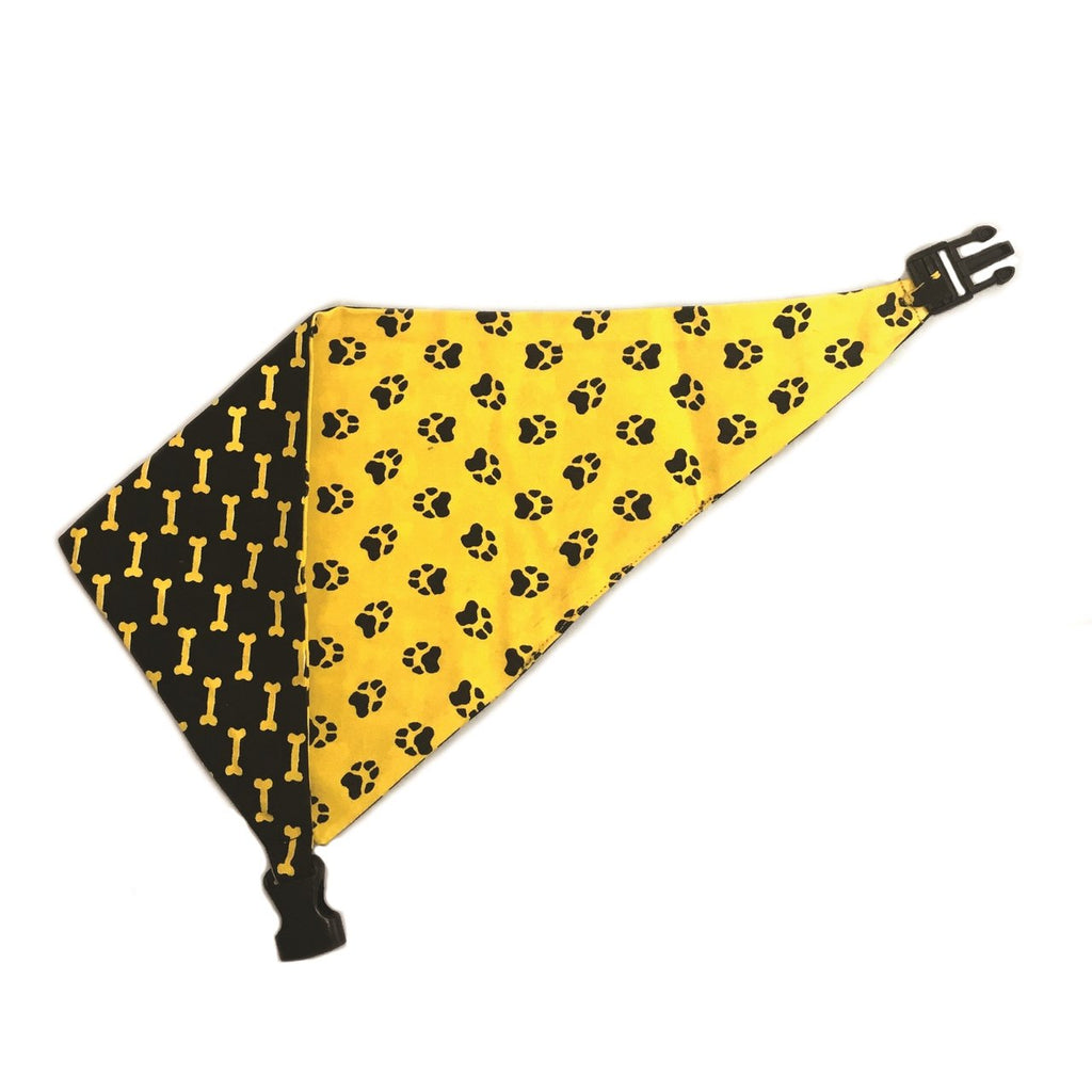 Uptown Pups Reversible Bandana - Mustard Yellow & Black - Uptown Pups