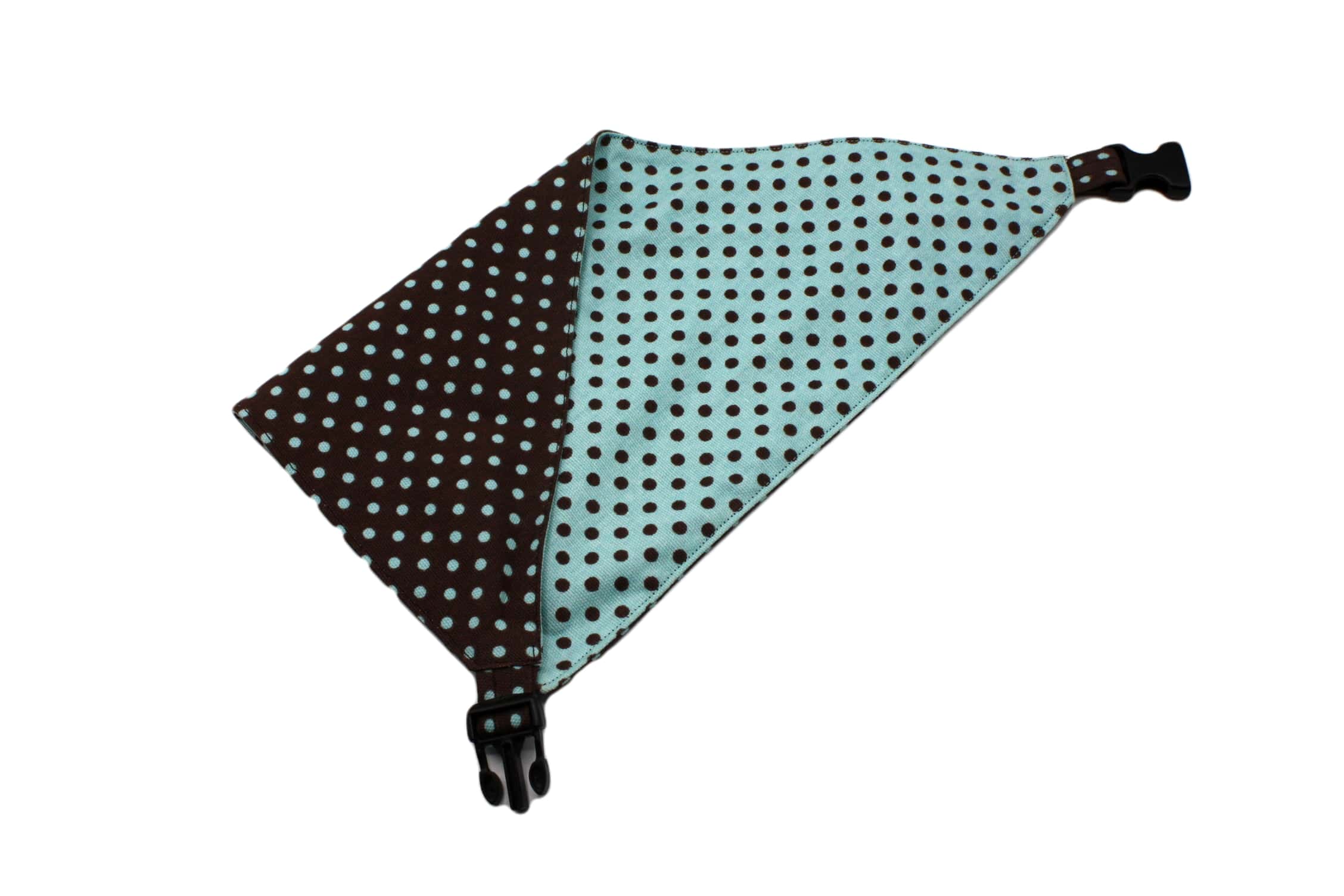 Brown and Blue Polka Dots Reversible Dog Bandana