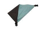 Load image into Gallery viewer, Brown and Blue Polka Dots Reversible Dog Bandana
