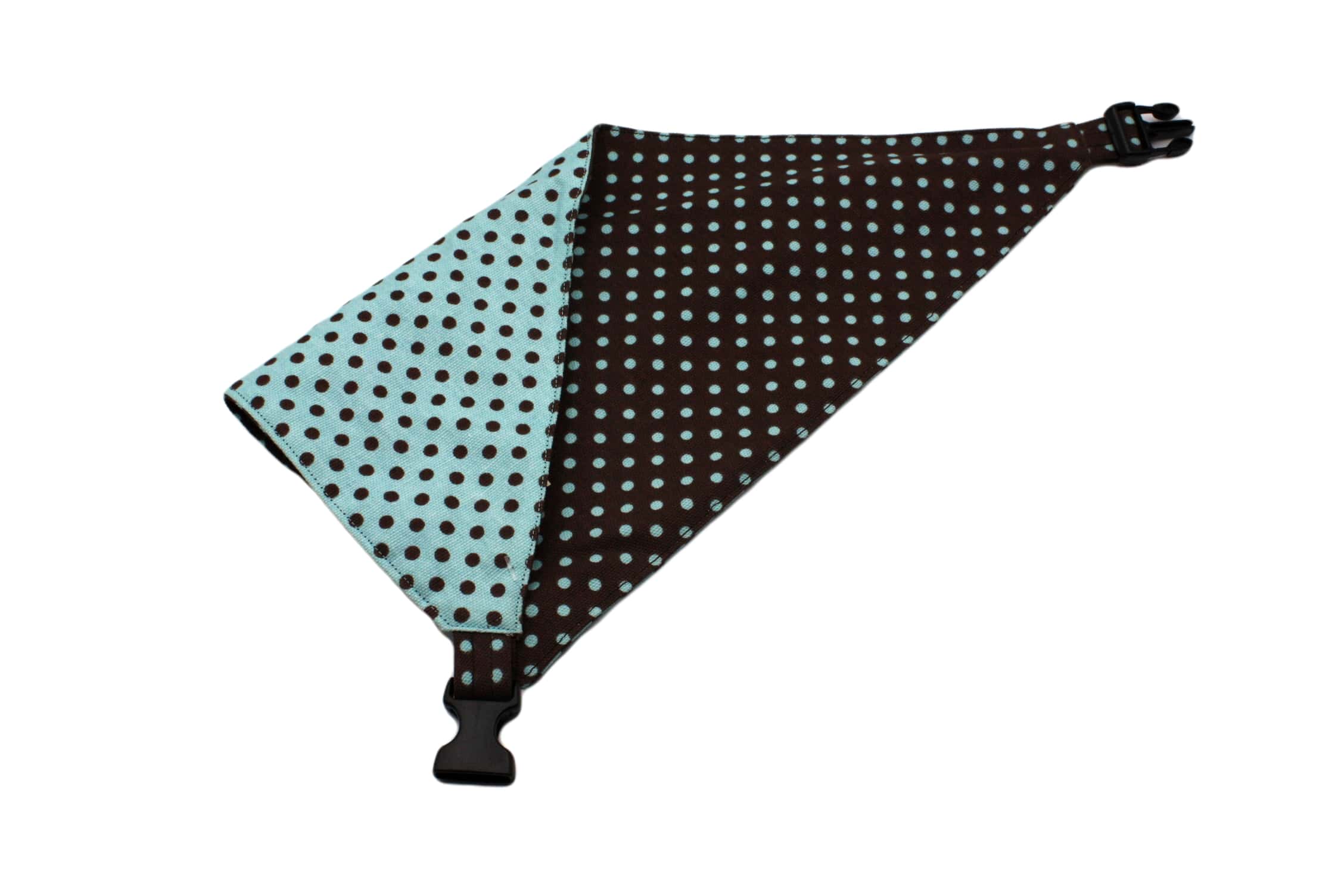 Brown and Blue Polka Dots Reversible Dog Bandana