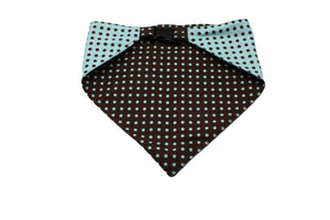 Brown and Blue Polka Dots Reversible Dog Bandana