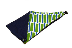 Blue and Green Geometric Reversible Dog Bandana