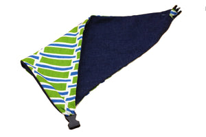 Blue and Green Geometric Reversible Dog Bandana