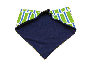 Blue and Green Geometric Reversible Dog Bandana