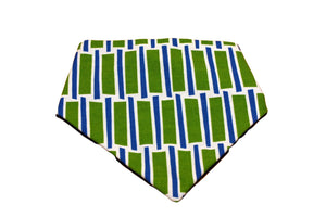 Blue and Green Geometric Reversible Dog Bandana