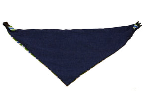 Blue and Green Geometric Reversible Dog Bandana