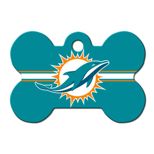 Miami Dolphins No Helmet NFL Pet ID Tag - Large Bone - Uptown Pups