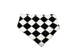 Load image into Gallery viewer, Black White Flower with Checkerboard Reversible Dog Bandana
