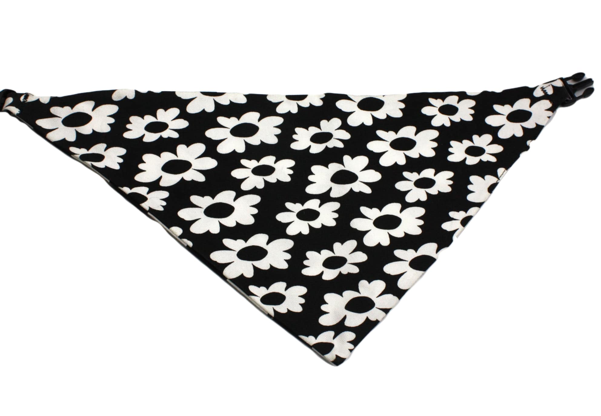 Black White Flower with Checkerboard Reversible Dog Bandana