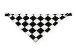 Load image into Gallery viewer, Black White Flower with Checkerboard Reversible Dog Bandana
