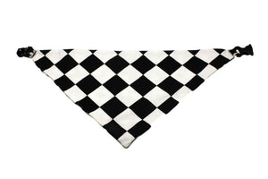 Black White Flower with Checkerboard Reversible Dog Bandana
