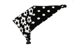 Load image into Gallery viewer, Black White Flower and Polka Dots Reversible Dog Bandana
