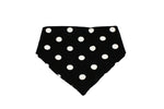 Load image into Gallery viewer, Black White Flower and Polka Dots Reversible Dog Bandana
