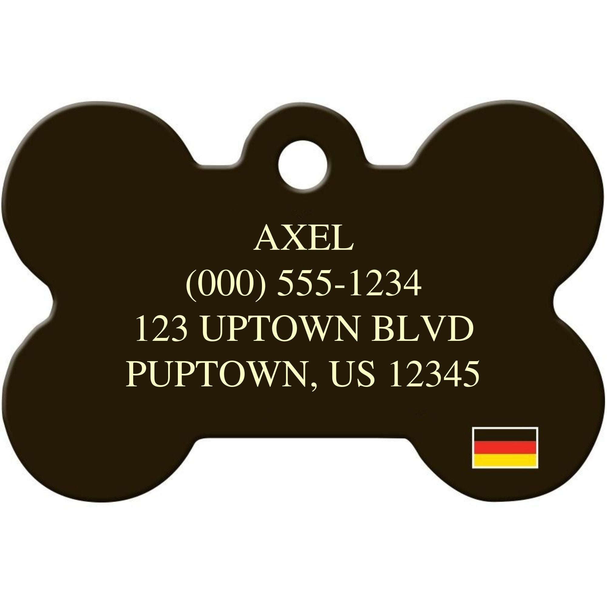 German Flag Pet ID Tag - Large Bone