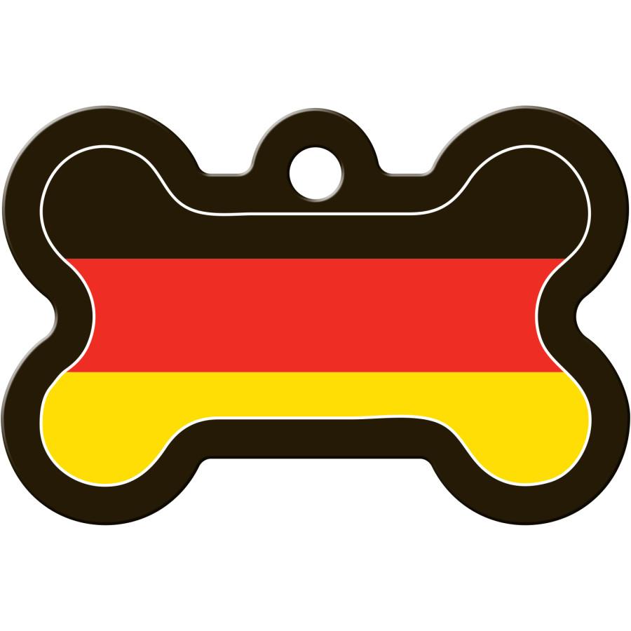 German Flag Pet ID Tag - Large Bone