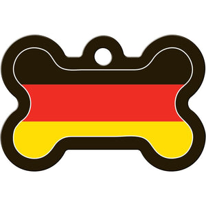 German Flag Pet ID Tag - Large Bone