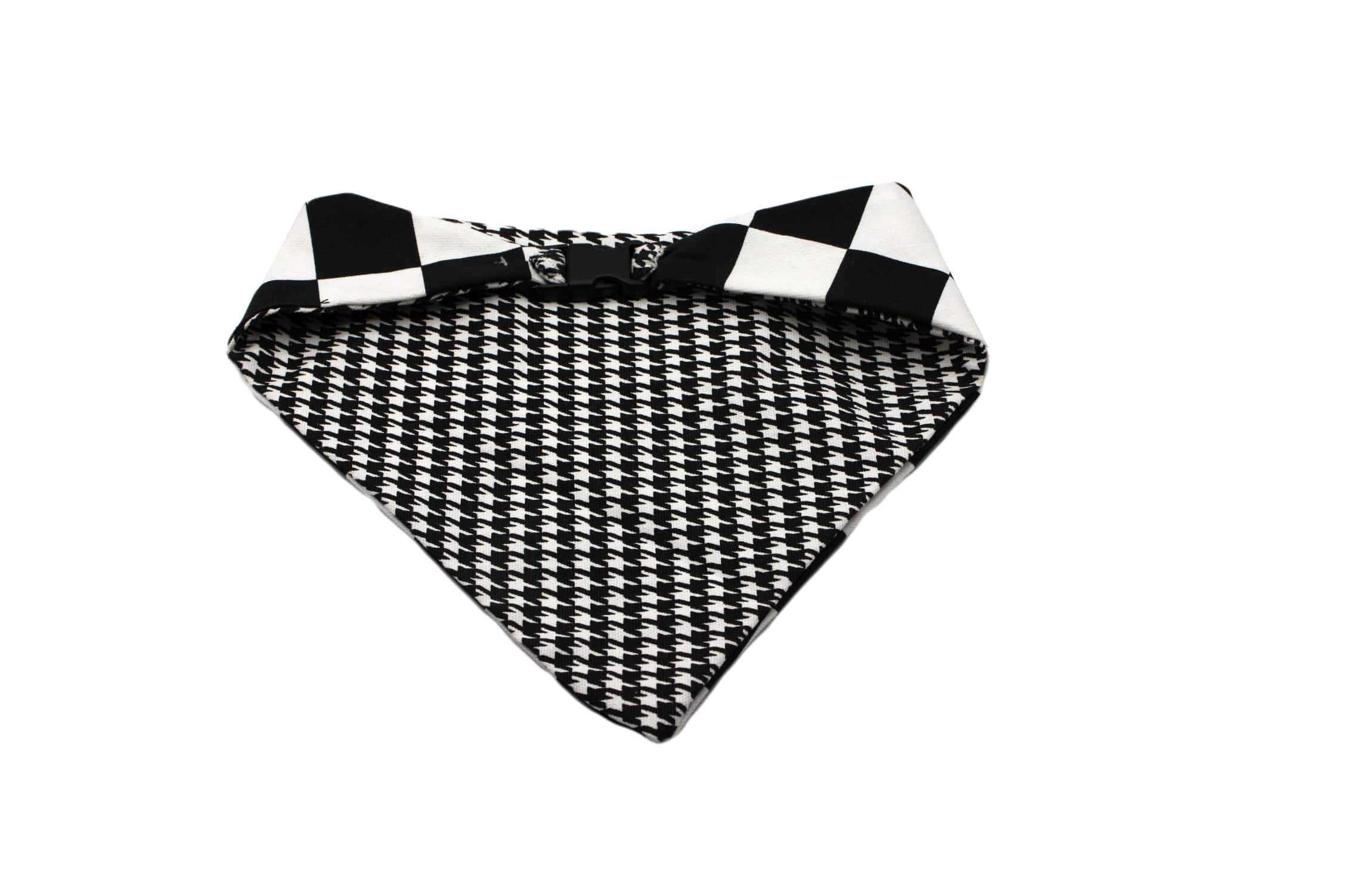 Black and White Houndstooth and Checkerboard Reversible Dog Bandana