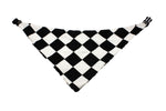 Load image into Gallery viewer, Black and White Houndstooth and Checkerboard Reversible Dog Bandana
