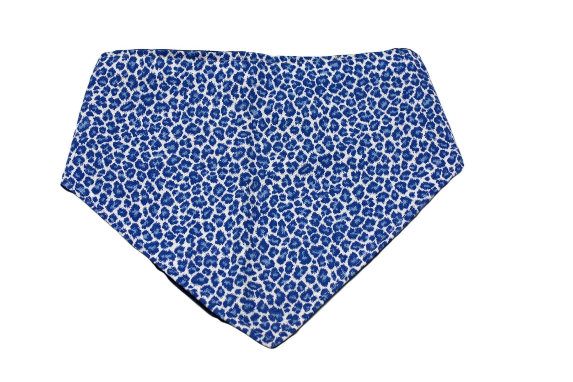 Blue Leopard Print Reversible Dog Bandana