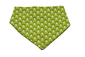 Lime Green Skull Reversible Dog Bandana