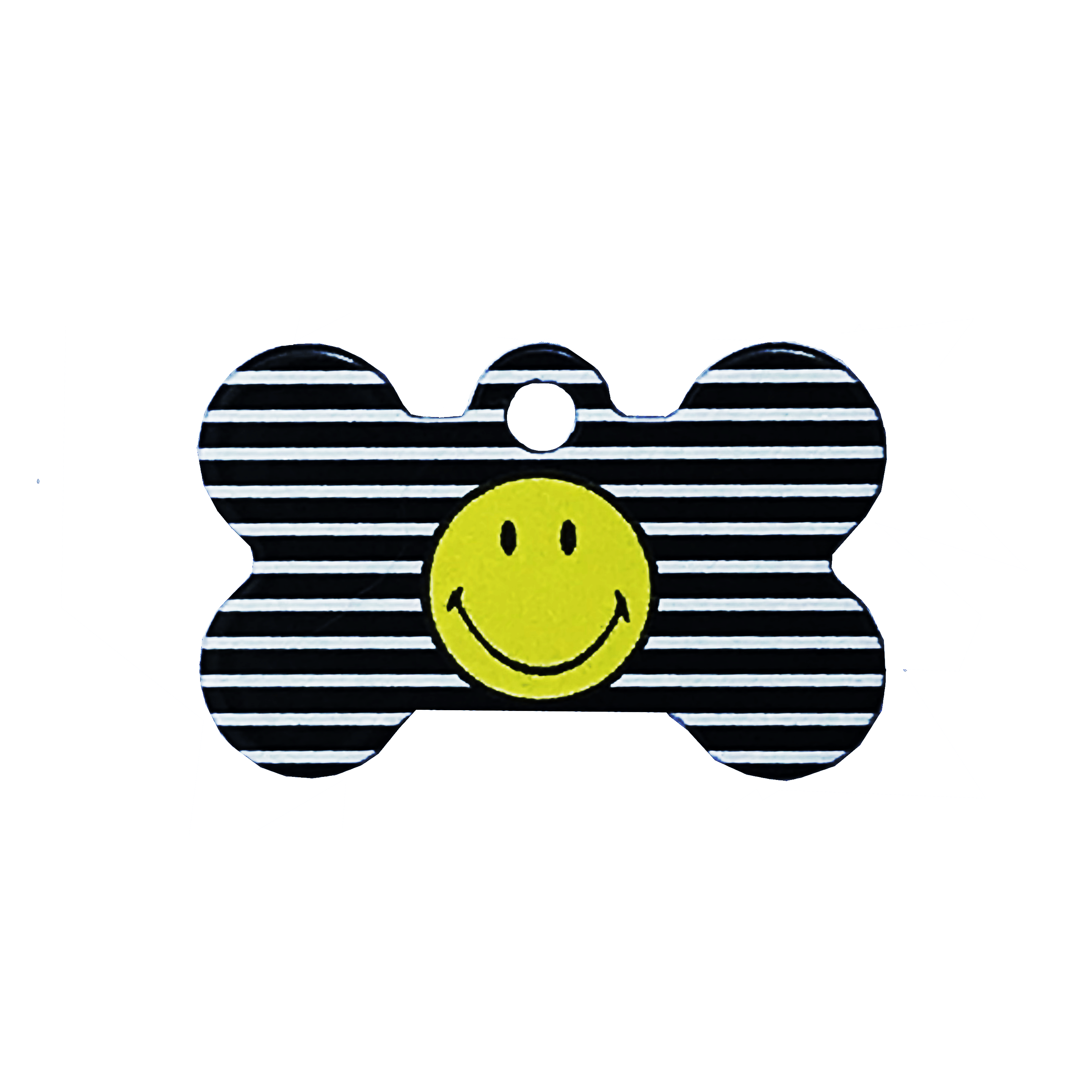 Striped Smiley Face Pet ID Tag - Small Bone - Uptown Pups