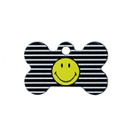 Load image into Gallery viewer, Striped Smiley Face Pet ID Tag - Small Bone - Uptown Pups
