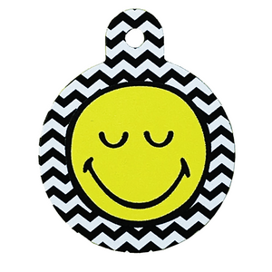 Smiley Face Zigzag Pet ID Tag Large Circle - Uptown Pups