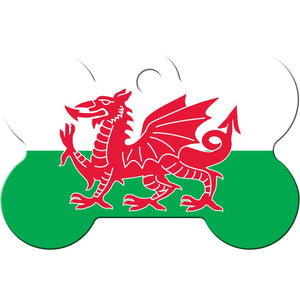 Wales Flag Pet ID Tag - Large Bone