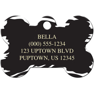 Zebra Print Pet ID Tag - Large Bone