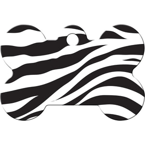Zebra Print Pet ID Tag - Large Bone
